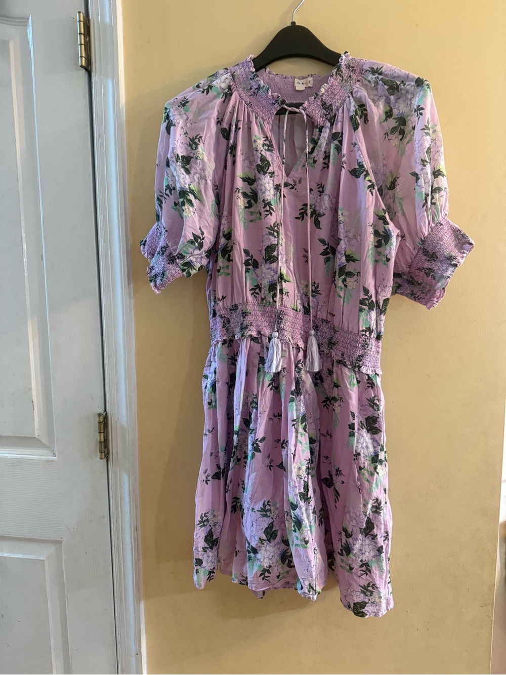 Roller Rabbit Lavender Floral Tie-Neck Dress, XL